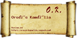 Orsós Kamélia névjegykártya